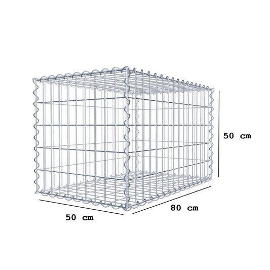 Gabion 80 cm x 50 cm x 50 cm (L x H x D), maskstorlek 5 cm x 10 cm, spiral