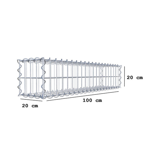 Gavión 100 cm x 20 cm x 20 cm (largo x alto x profundidad), tamaño de malla 5 cm x 10 cm, espiral