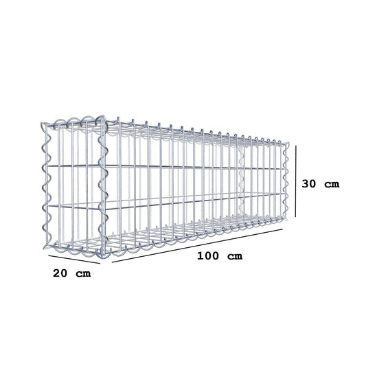 Schanskorf 100 cm x 30 cm x 20 cm (L x H x D), maaswijdte 5 cm x 10 cm, spiraalvormig