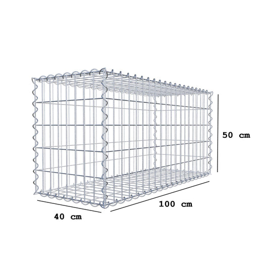 Gabion 100 cm x 50 cm x 40 cm (L x H x D), mesh size 5 cm x 10 cm, spiral