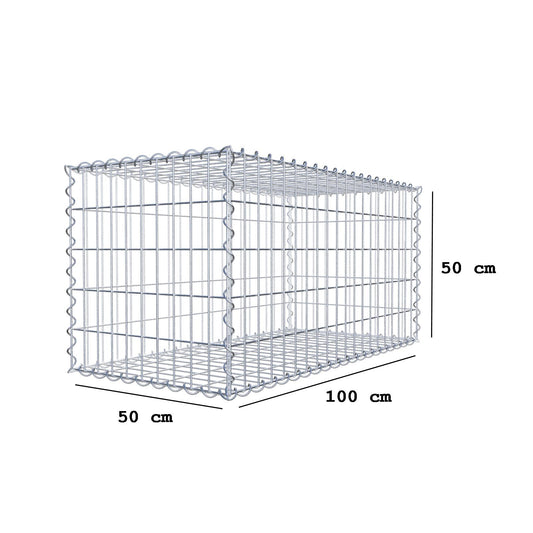 Gabion 100 cm x 50 cm x 50 cm (L x H x D), mesh size 5 cm x 10 cm, spiral