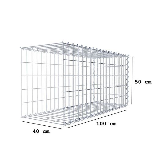 Gabion rapporté type 2 100 cm x 50 cm x 40 cm (L x H x P), mailles 5 cm x 10 cm, spirale