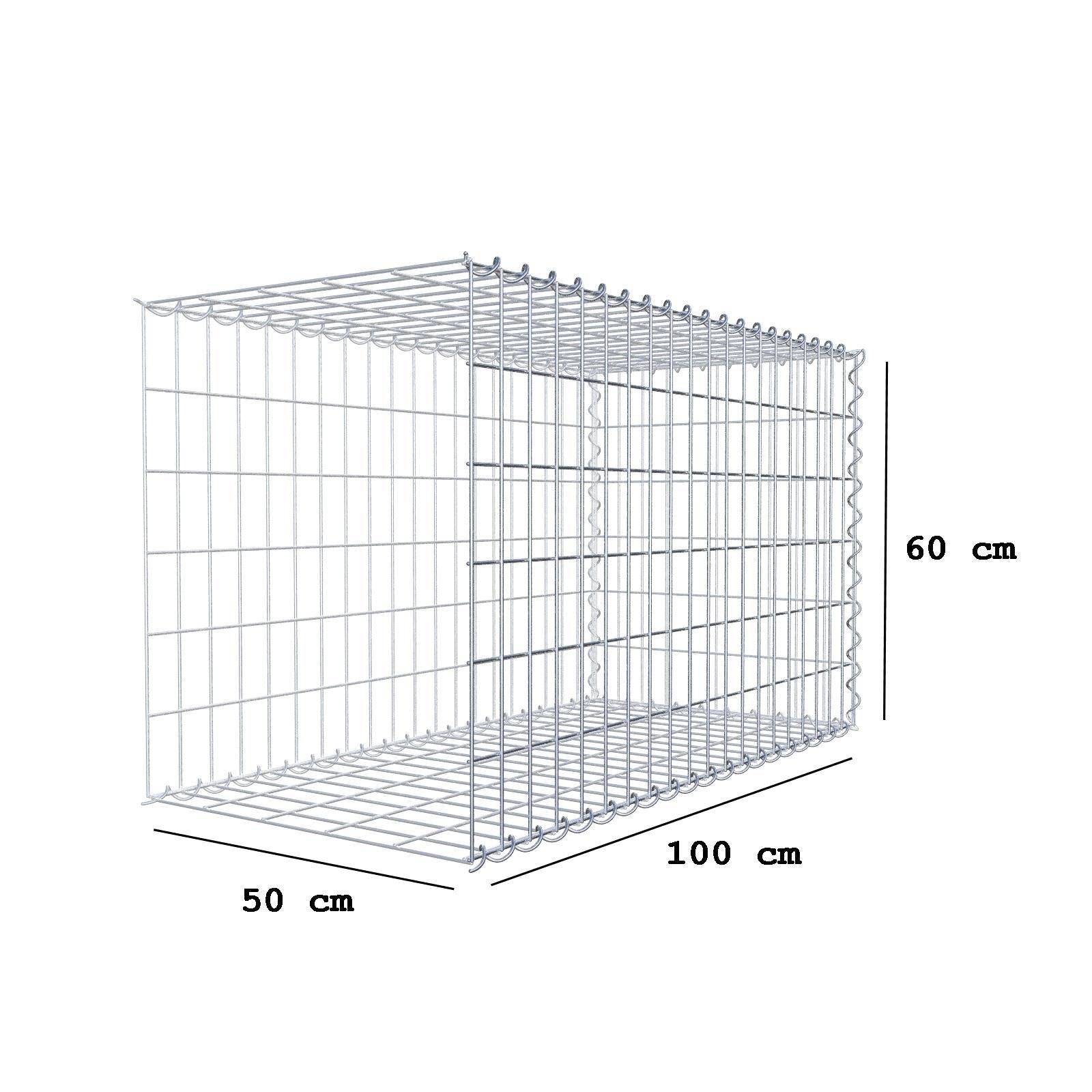 Add-on schanskorf type 2 100 cm x 60 cm x 50 cm (L x H x D), maaswijdte 5 cm x 10 cm, spiraalvormig