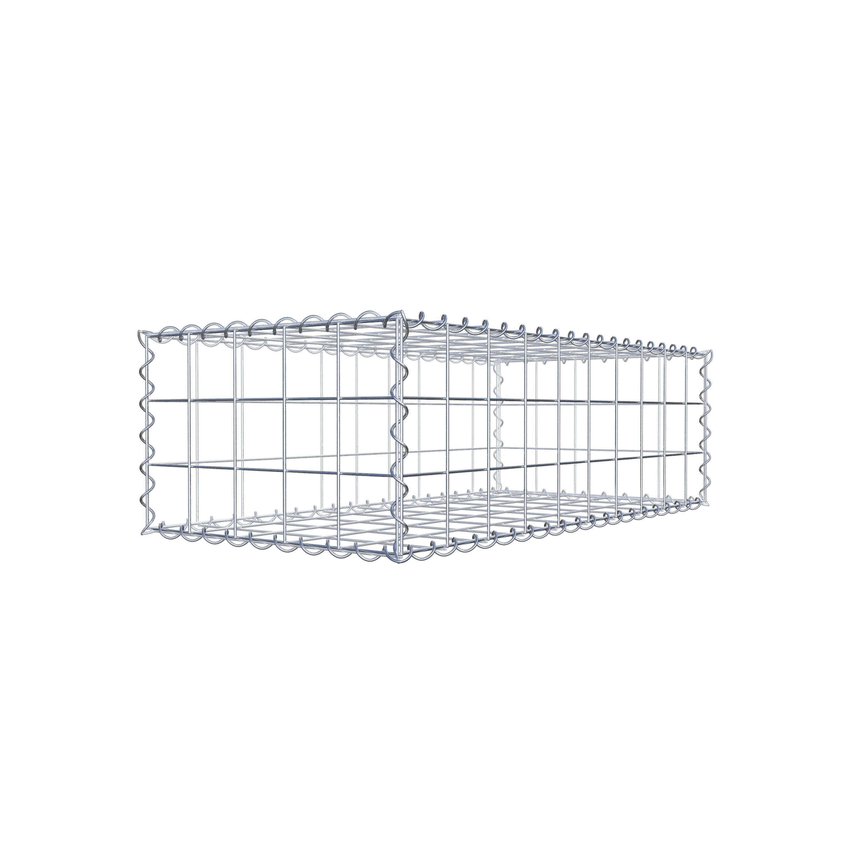 Schanskorf 100 cm x 30 cm x 50 cm (L x H x D), maaswijdte 10 cm x 10 cm, spiraalvormig