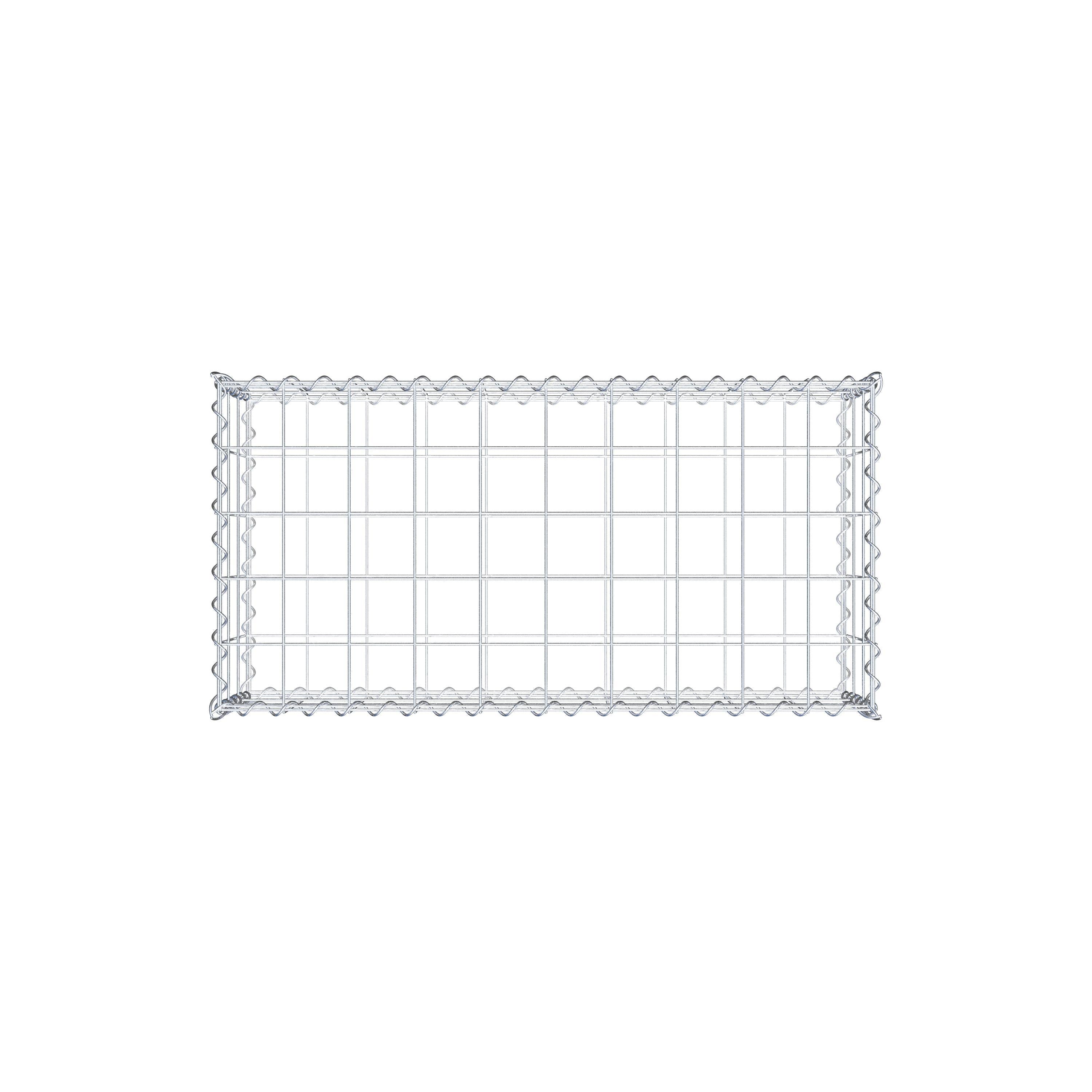 Schanskorf 100 cm x 30 cm x 50 cm (L x H x D), maaswijdte 10 cm x 10 cm, spiraalvormig