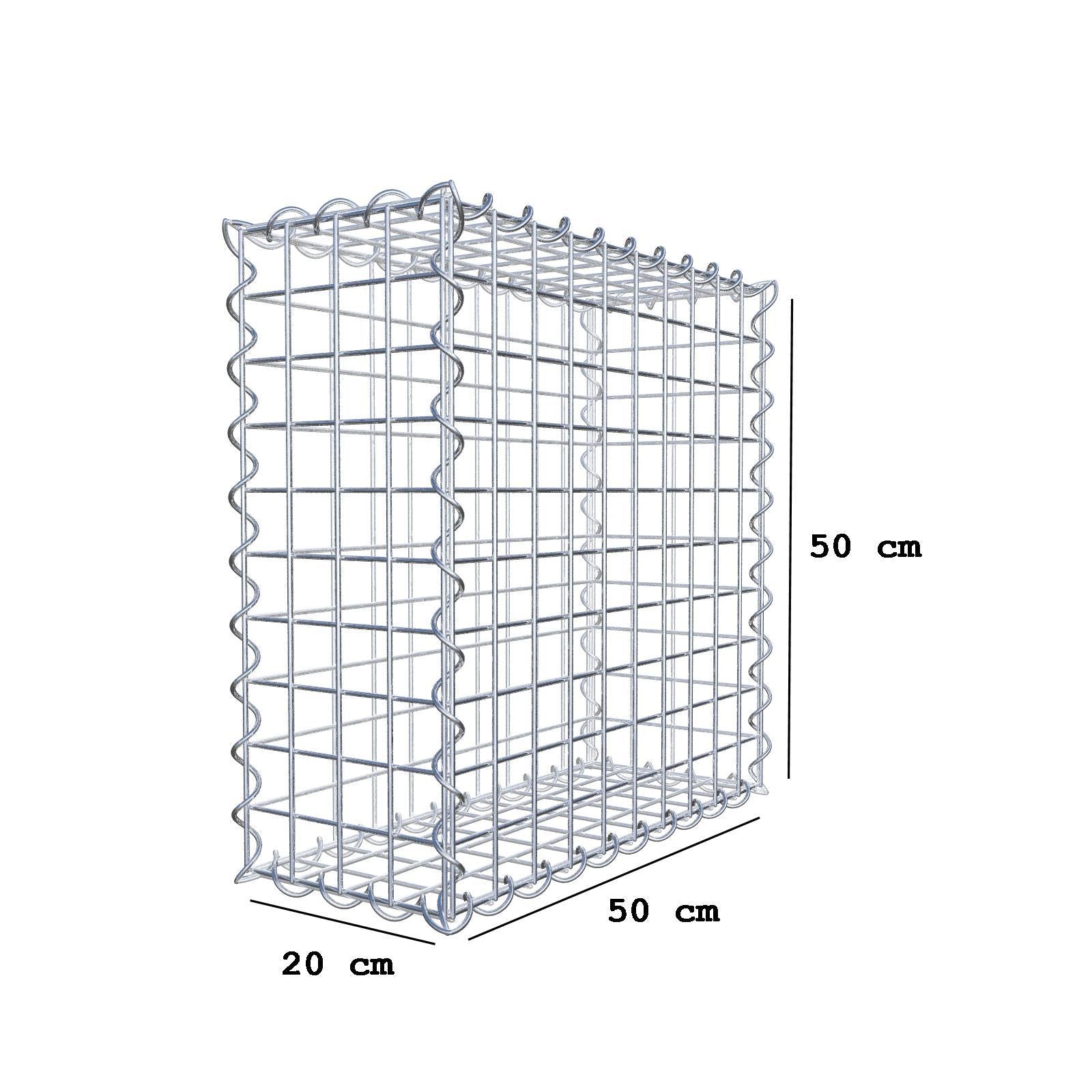 Gabion 50 cm x 50 cm x 20 cm (L x H x D), maskestørrelse 5 cm x 5 cm, spiral