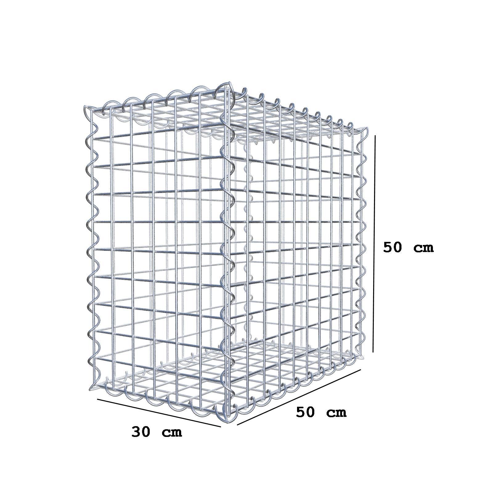 Gabbione 50 cm x 50 cm x 30 cm (L x H x P), maglia 5 cm x 5 cm, spirale