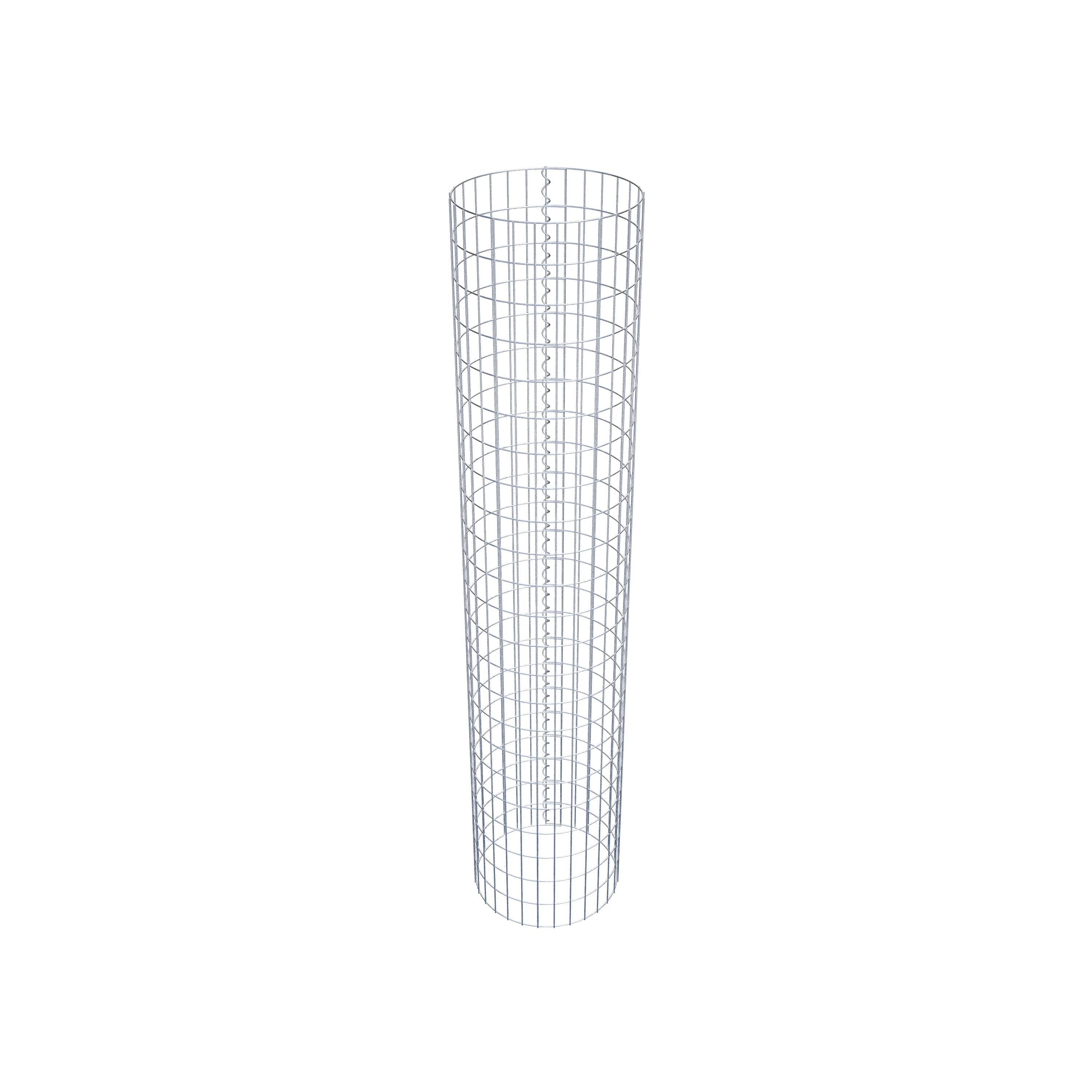 Schanskorfzuil rond 47 cm diameter, 230 cm hoogte, maaswijdte 5 cm x 10 cm