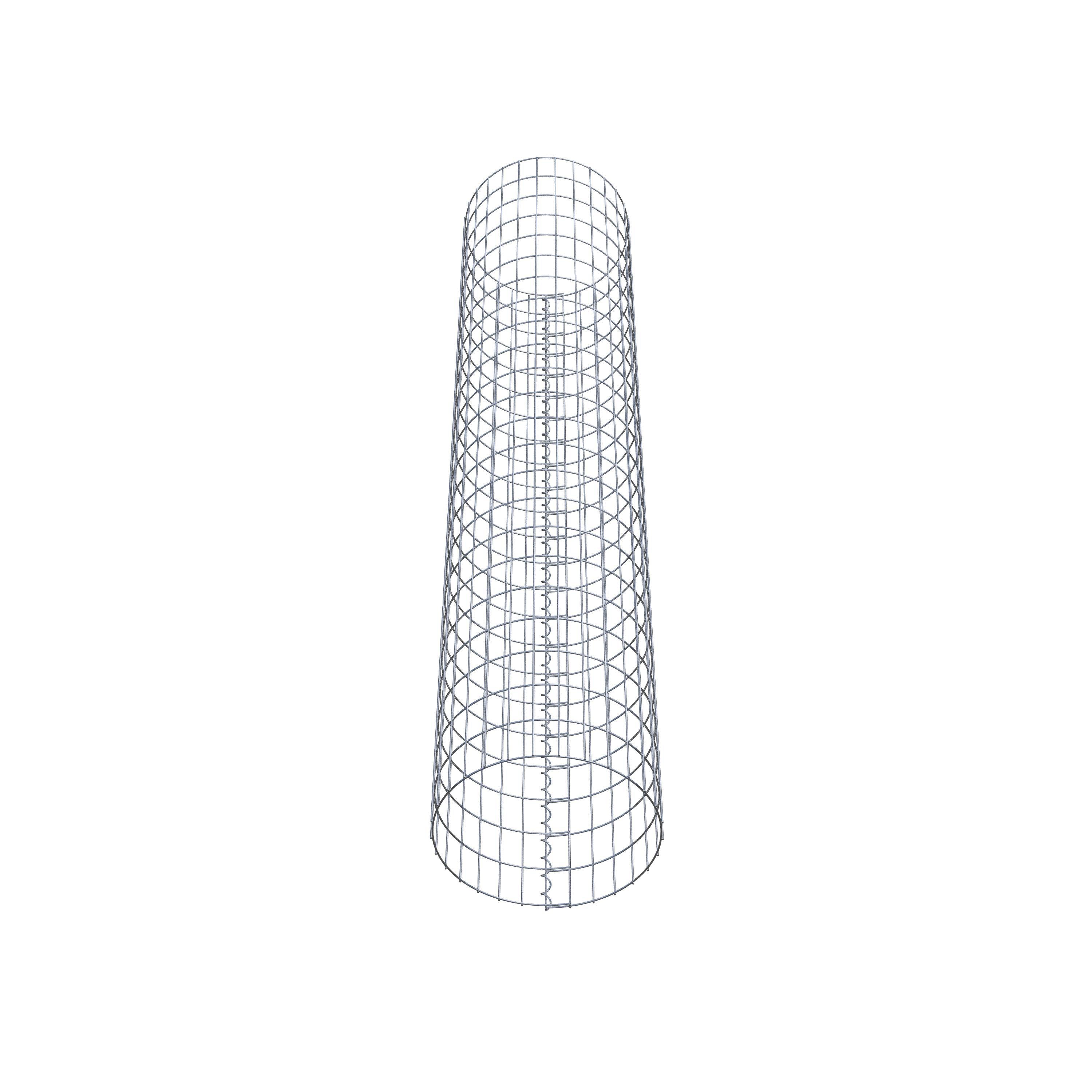 Schanskorfzuil rond 47 cm diameter, 230 cm hoogte, maaswijdte 5 cm x 10 cm
