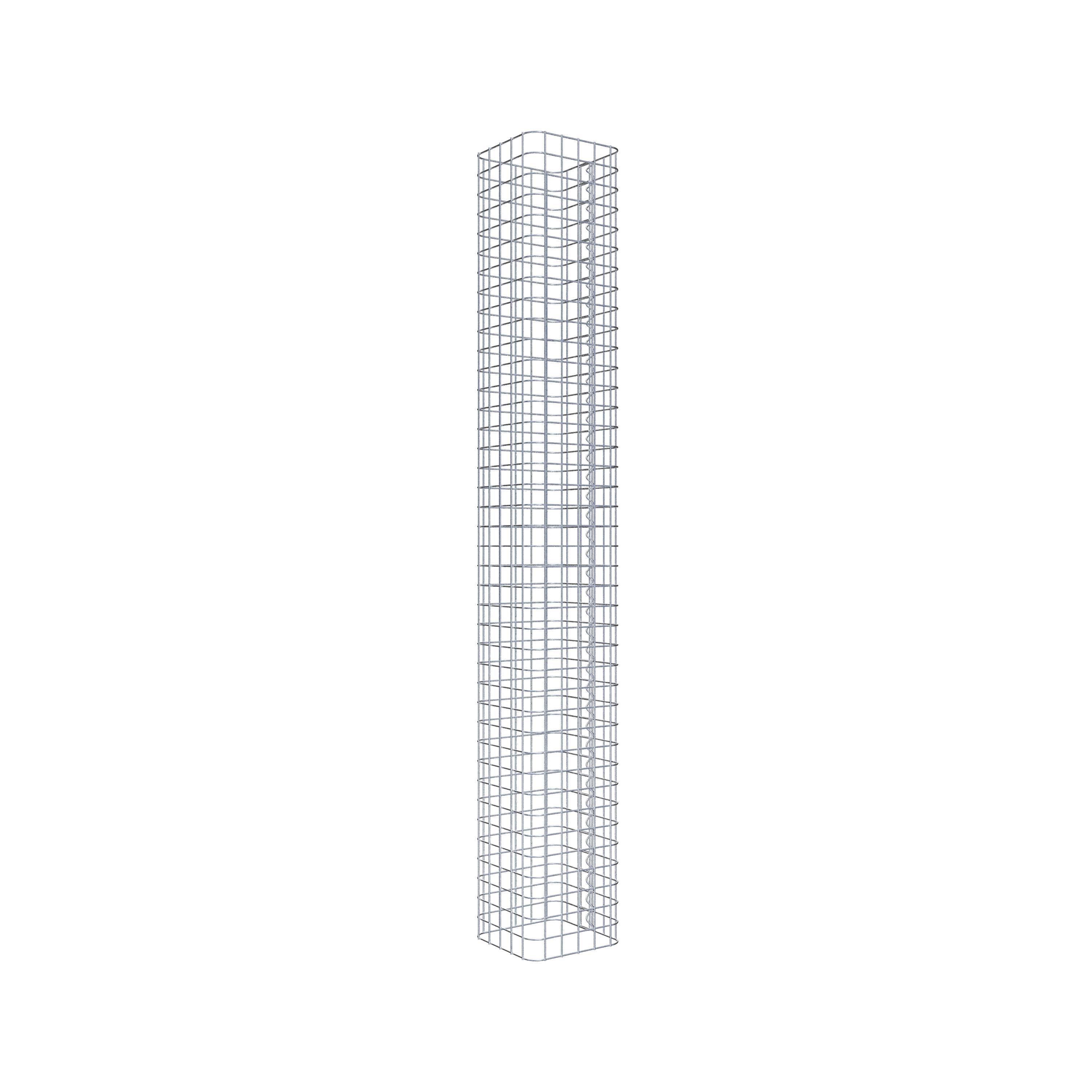 Rechthoekige thermisch verzinkte schanskorfzuil, 27 cm x 27 cm, 200 cm hoog, MW 5 cm x 5 cm
