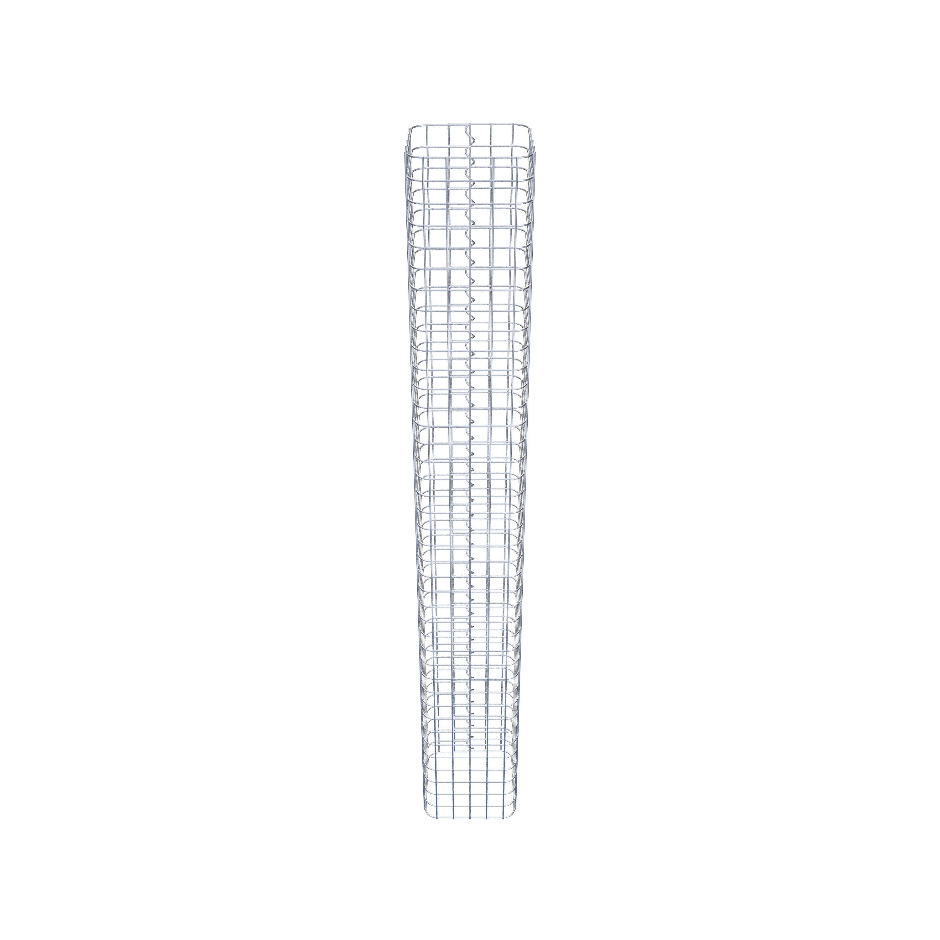 Rechthoekige thermisch verzinkte schanskorfzuil, 27 cm x 27 cm, 200 cm hoog, MW 5 cm x 5 cm