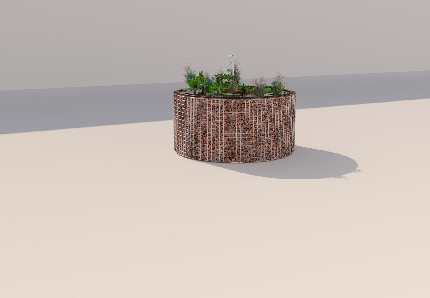 Tanque elevado de gabiões, redondo, diâmetro exterior 172 cm, altura 80 cm, dimensão da malha 5 x 5 cm, espessura da parede 15 cm