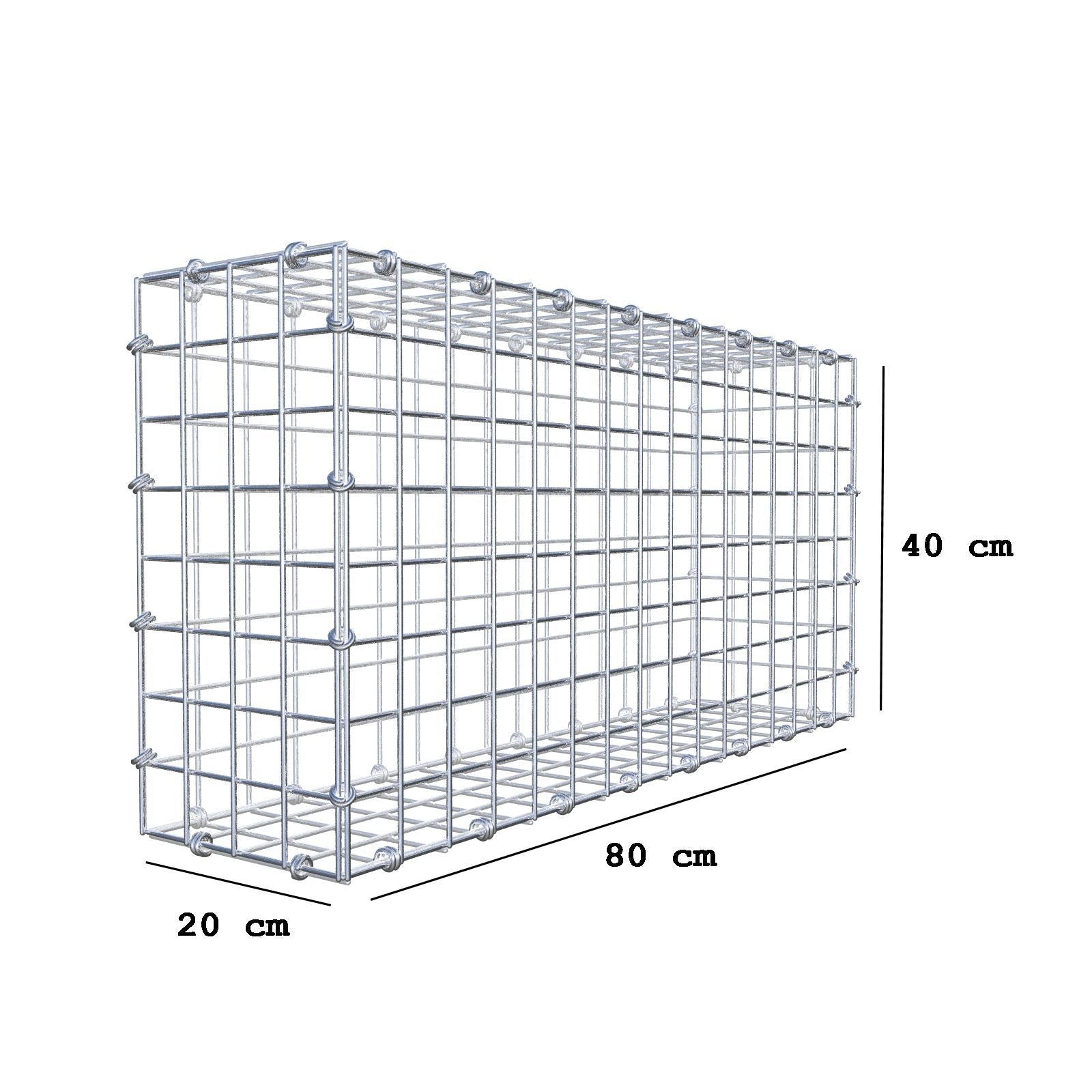 Gabbione 80 cm x 40 cm x 20 cm (L x H x P), maglia 5 x 5 cm, anello a spirale
