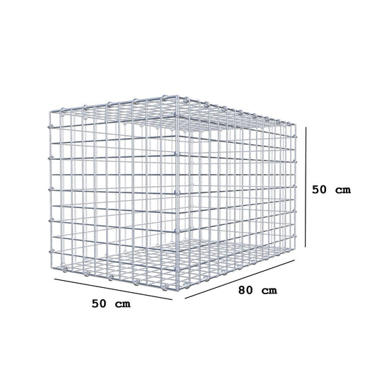 Gabion 80 cm x 50 cm x 50 cm (L x H x D), maskstorlek 5 x 5 cm, spiralring
