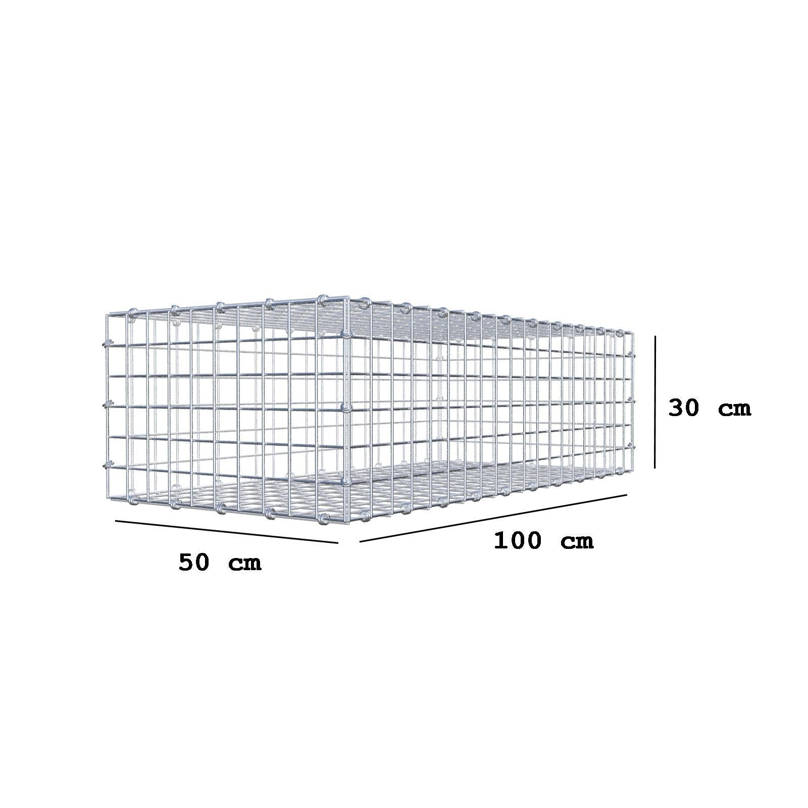Gabbione 100 cm x 30 cm x 50 cm (L x H x P), maglia 5 x 5 cm, anello a spirale
