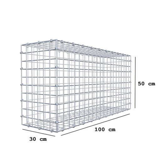Gabion 100 cm x 50 cm x 30 cm (L x H x D), mesh size 5 x 5 cm, spiral ring