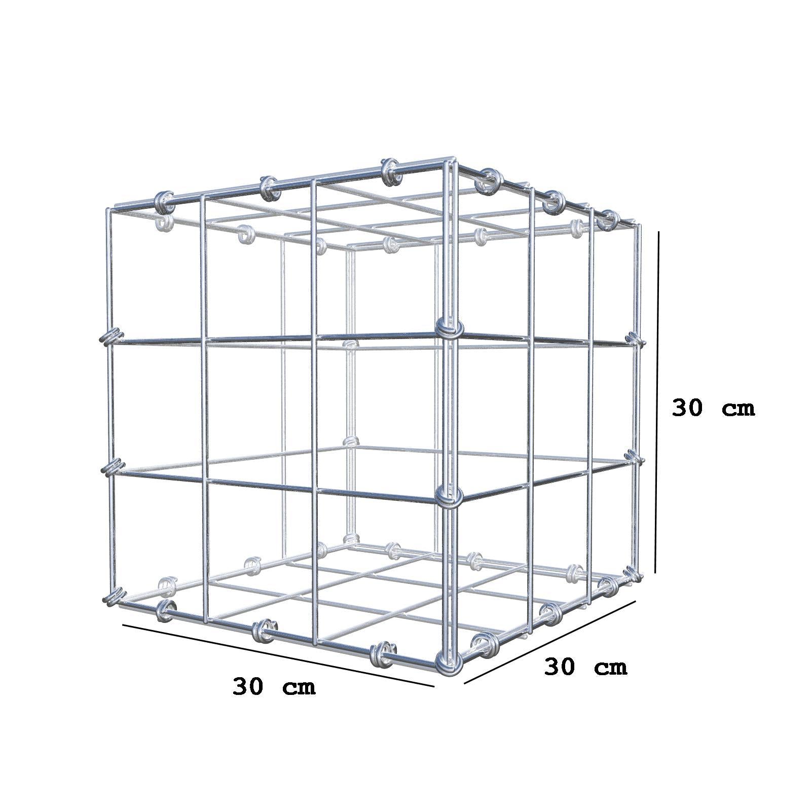 Gabion 30 cm x 30 cm x 30 cm (L x H x P), mailles 10 x 10 cm, anneau en spirale