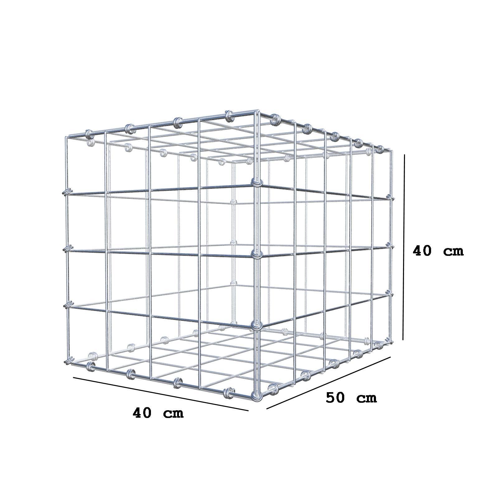 Gabion 50 cm x 40 cm x 40 cm (L x H x D), maskestørrelse 10 x 10 cm, spiralring