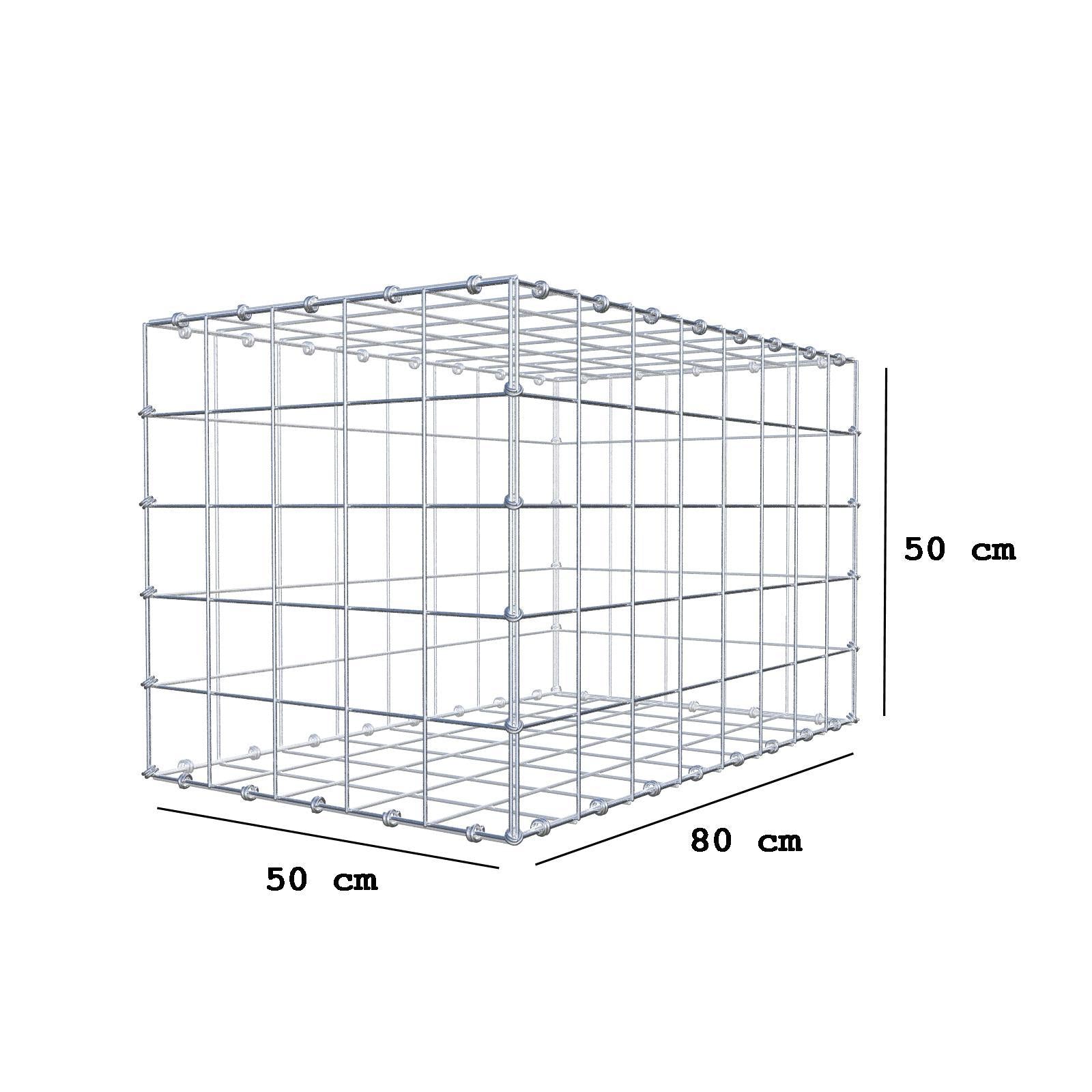 Gabion 80 cm x 50 cm x 50 cm (L x H x D), maskestørrelse 10 x 10 cm, spiralring
