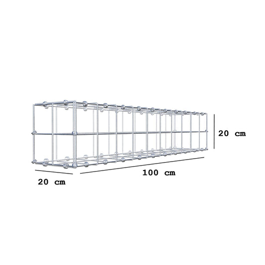 Gavión 100 cm x 20 cm x 20 cm (L x A x P), luz de malla 10 x 10 cm, anillo en espiral