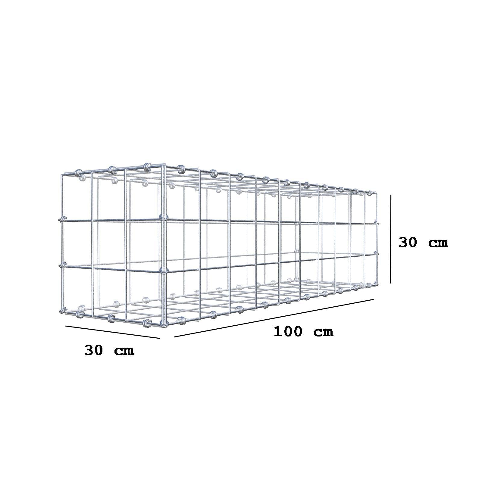 Gabbione 100 cm x 30 cm x 30 cm (L x H x P), maglia 10 x 10 cm, anello a spirale