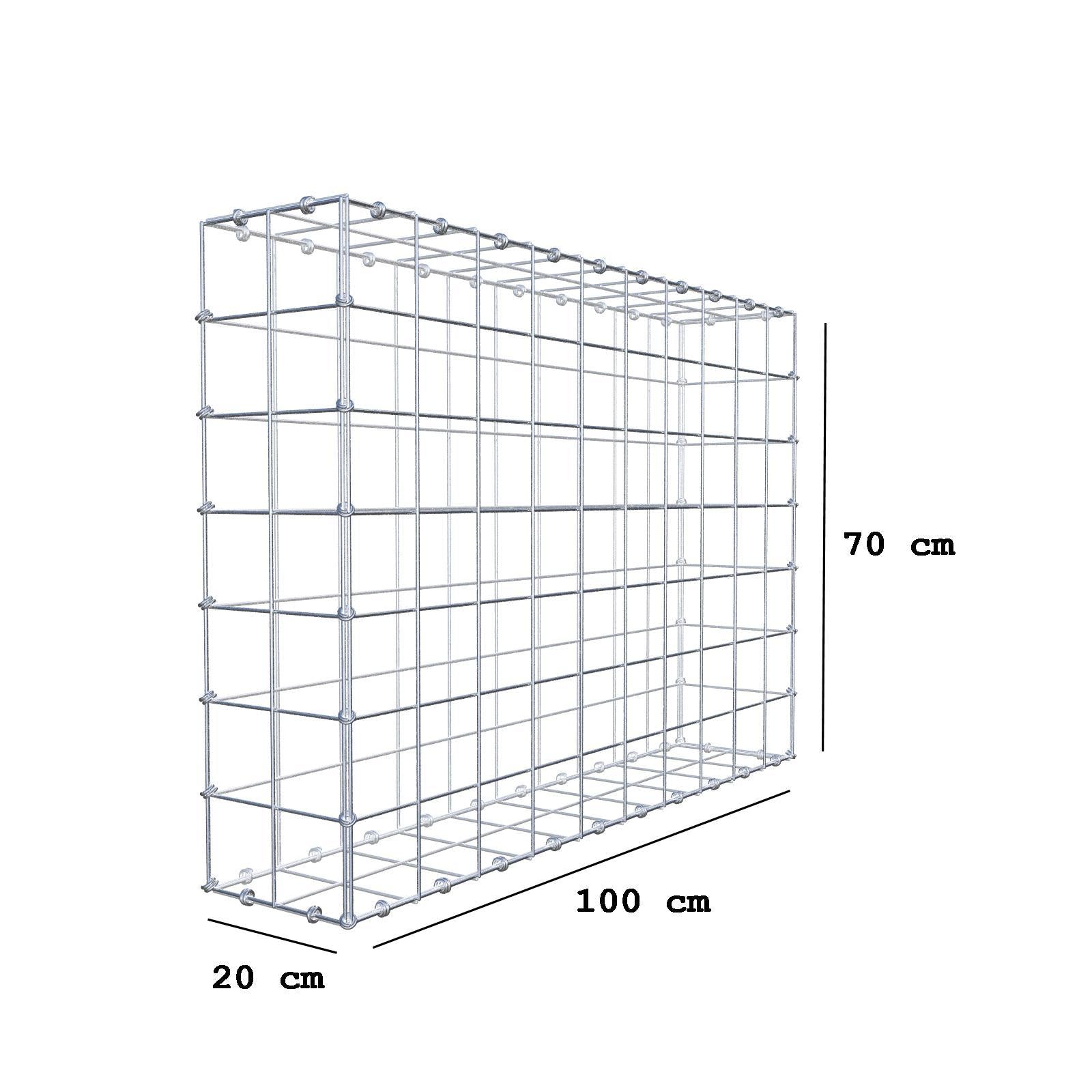 Gabione 100 cm x 70 cm x 20 cm (L x H x T), Maschenweite 10 x 10 cm, Spiralring
