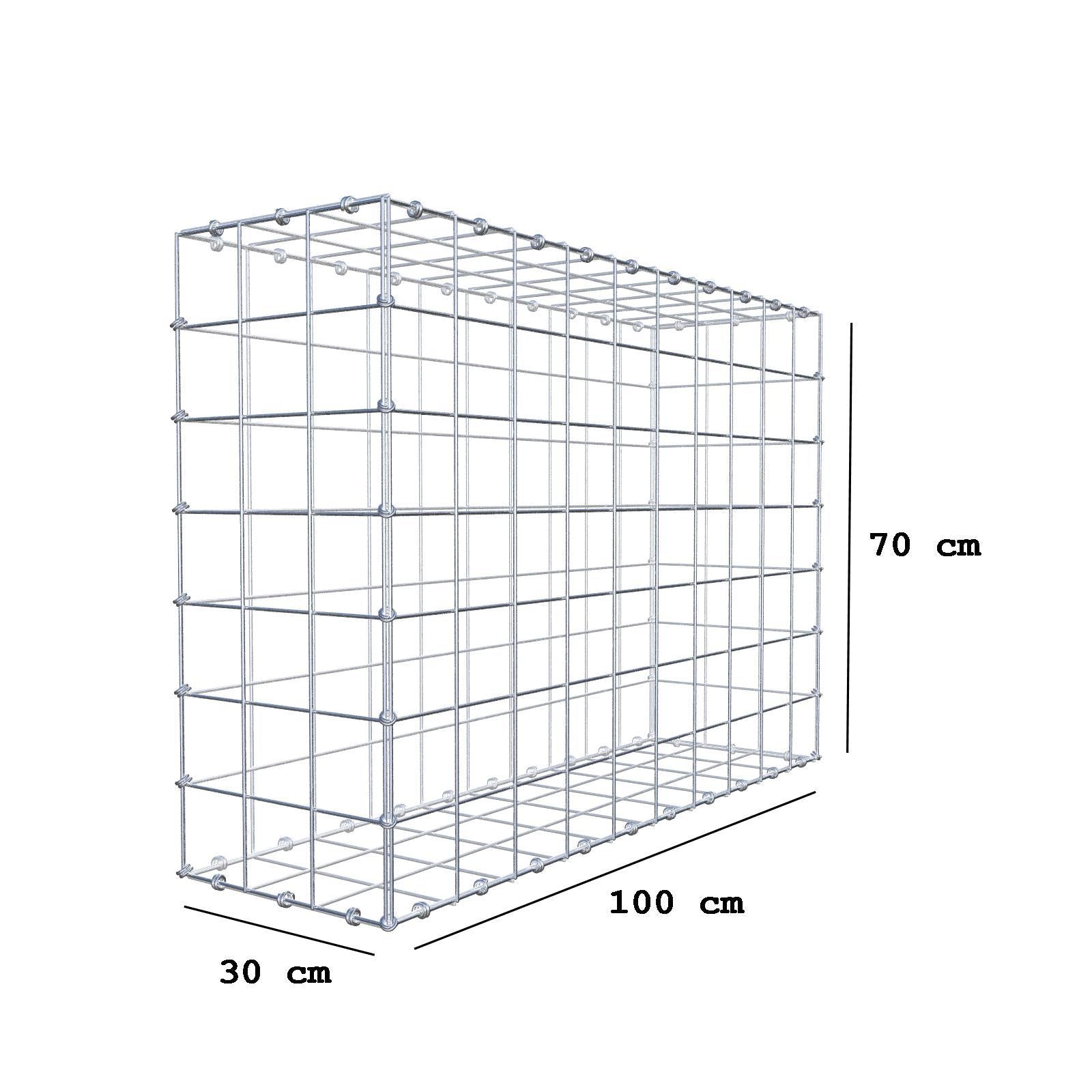 Gabbione 100 cm x 70 cm x 30 cm (L x H x P), maglia 10 x 10 cm, anello a spirale