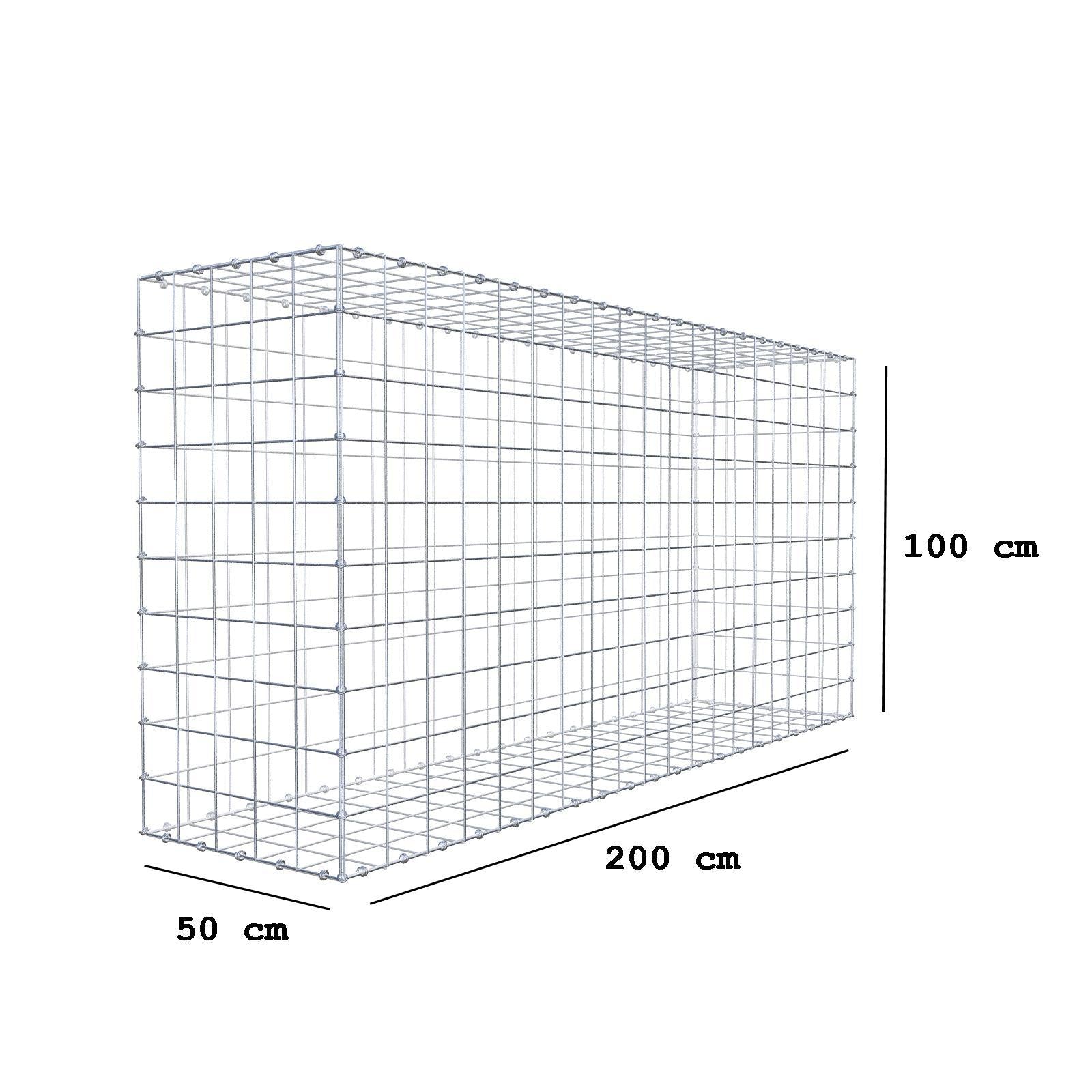 Gabbione 200 cm x 100 cm x 50 cm (L x H x P), maglia 10 x 10 cm, anello a spirale