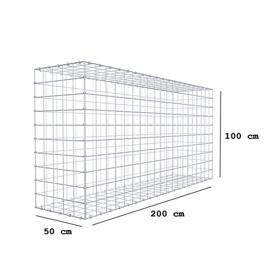 Gabion 200 cm x 100 cm x 50 cm (L x H x D), mesh size 10 x 10 cm, spiral ring
