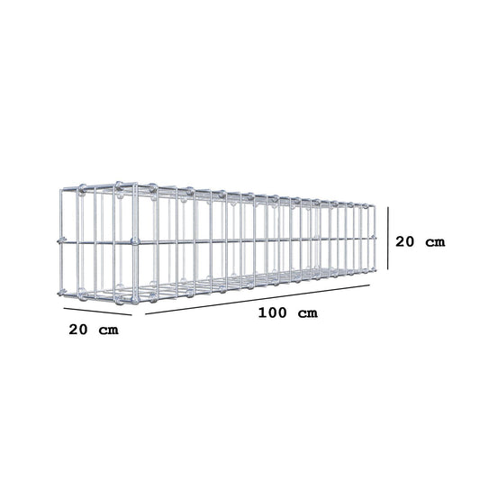 Gavión 100 cm x 20 cm x 20 cm (L x A x P), luz de malla 5 x 10 cm, anillo en espiral