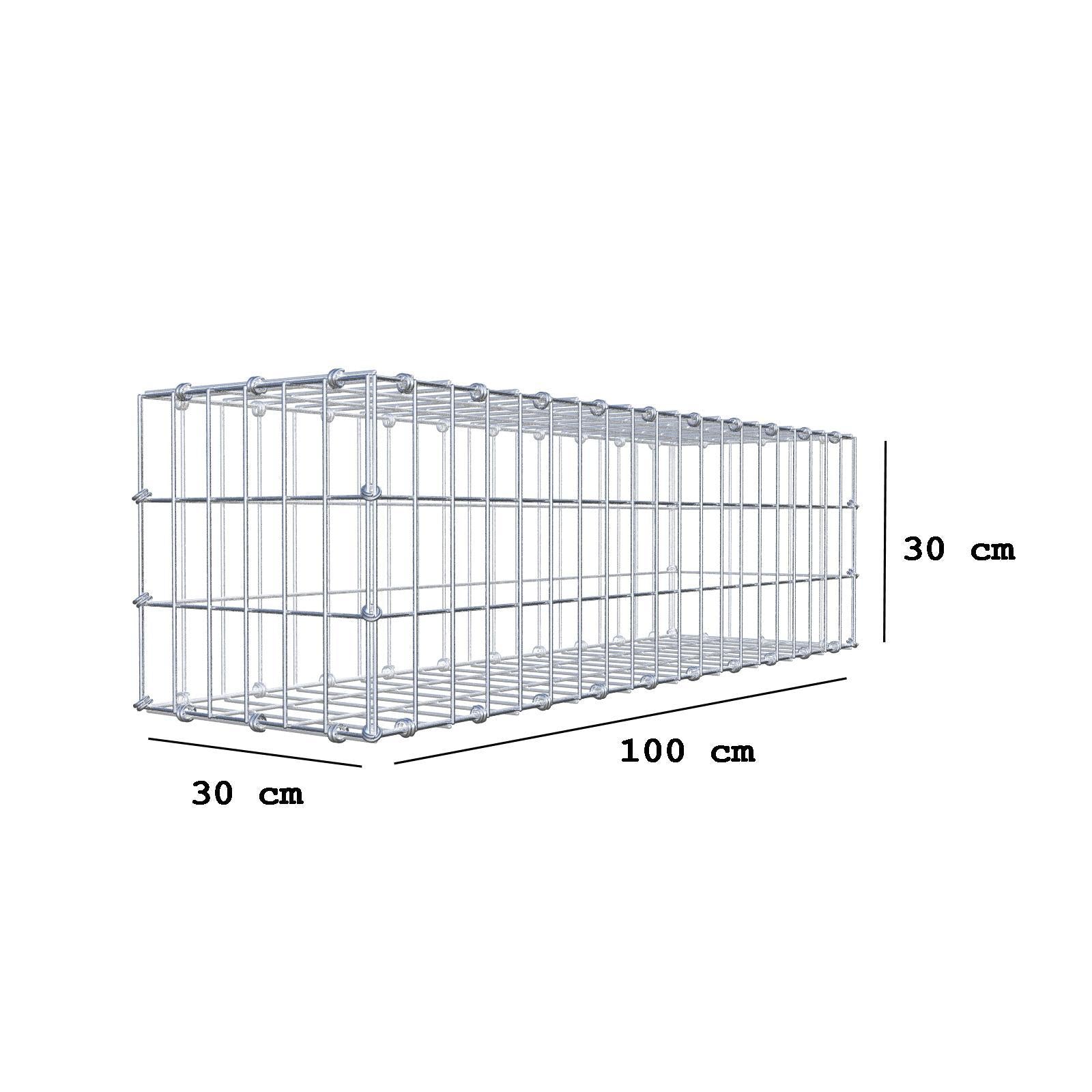 Gabion 100 cm x 30 cm x 30 cm (L x H x D), mesh size 5 x 10 cm, spiral ring