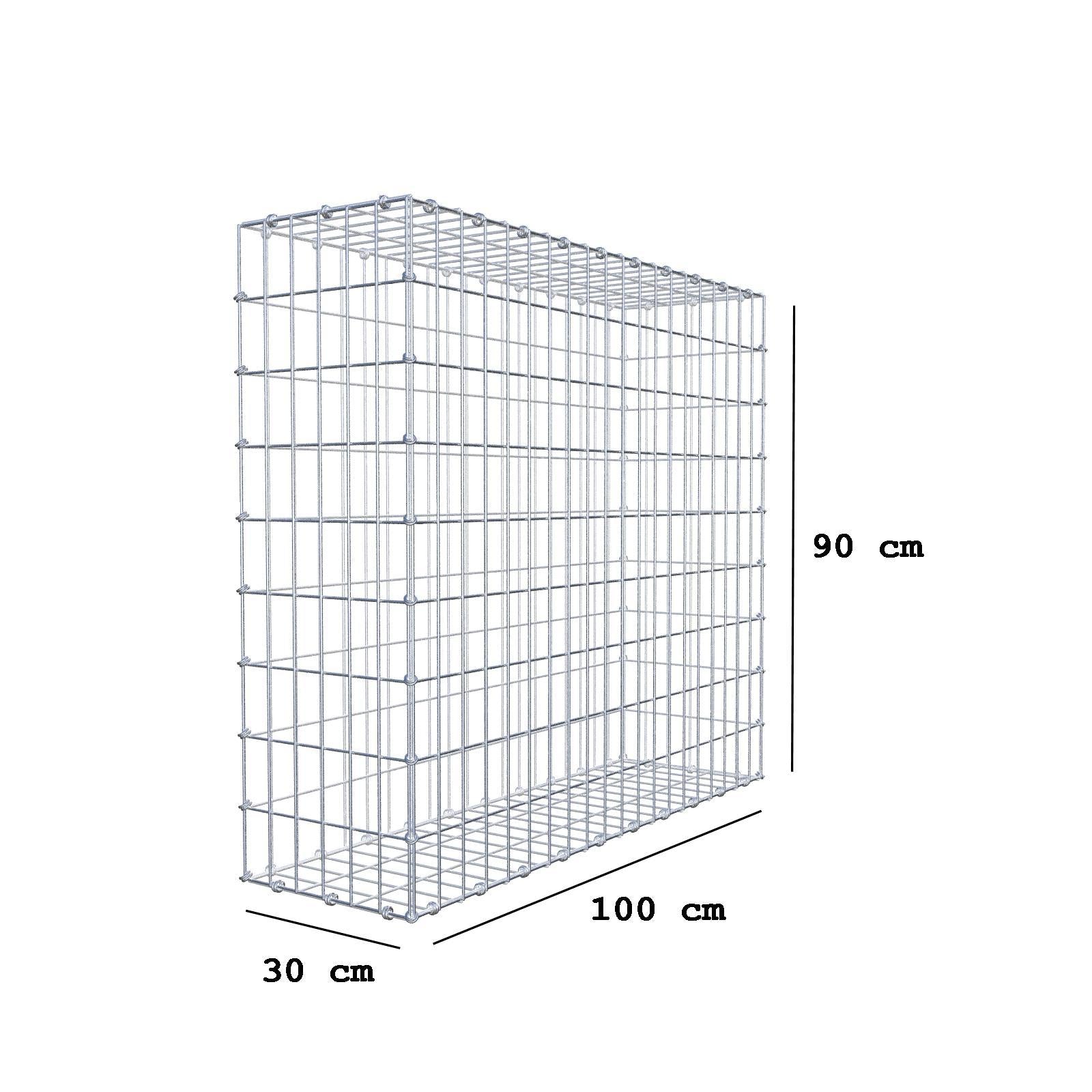 Gabião 100 cm x 90 cm x 30 cm (C x A x P), malhagem 5 x 10 cm, anel espiral