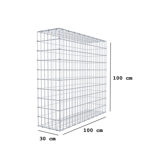 Gabion 100 cm x 100 cm x 30 cm (L x H x D), mesh size 5 x 10 cm, spiral ring