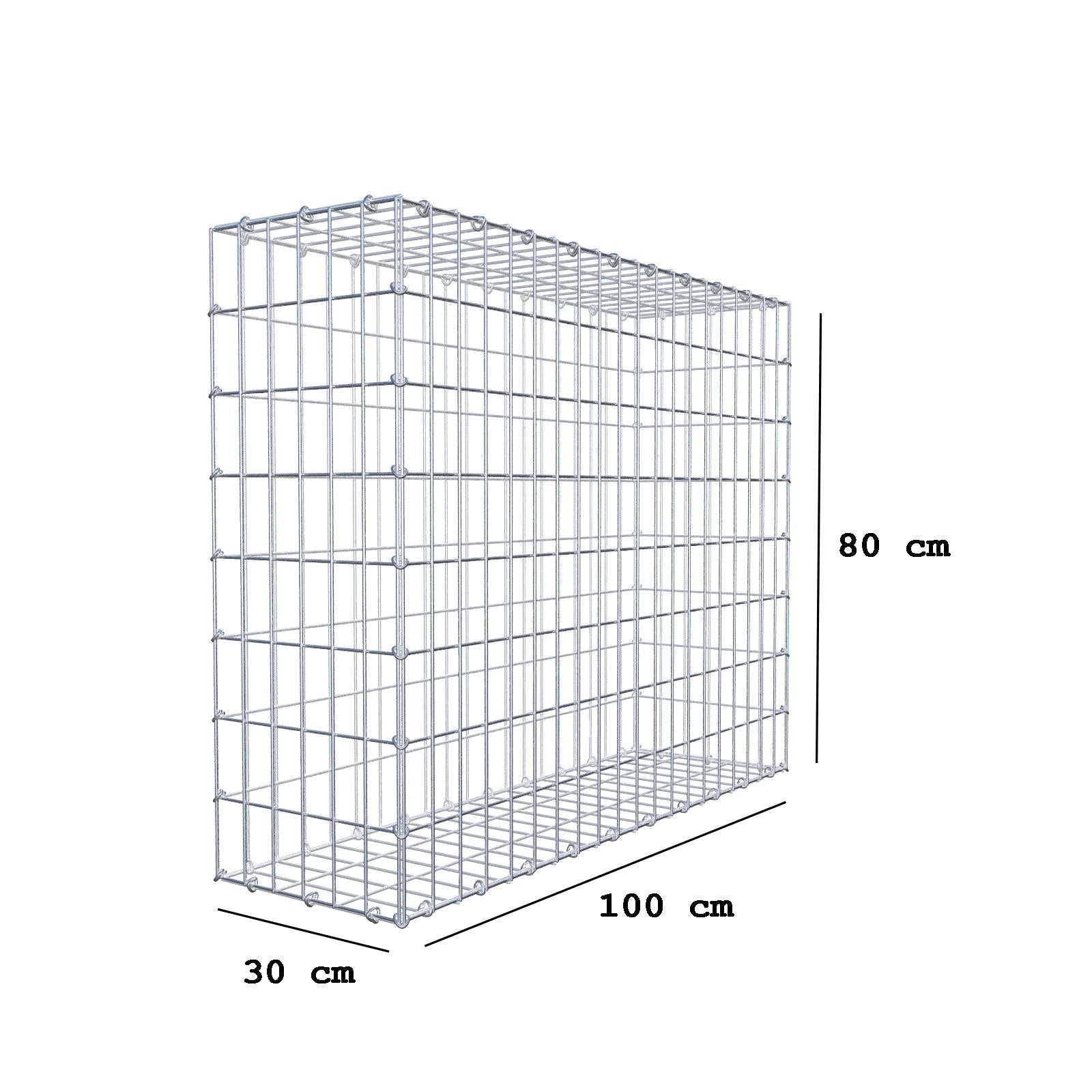Gabion 100 cm x 80 cm x 30 cm (L x H x D), maskestørrelse 5 cm x 10 cm, C-ring