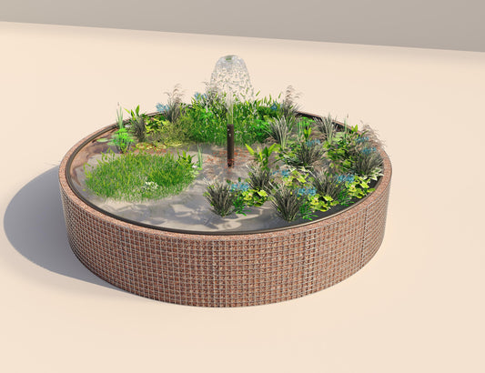 Gabion raised pond round, outer diameter 412 cm, height 80 cm, mesh size 5 x 5 cm, wall thickness 15 cm