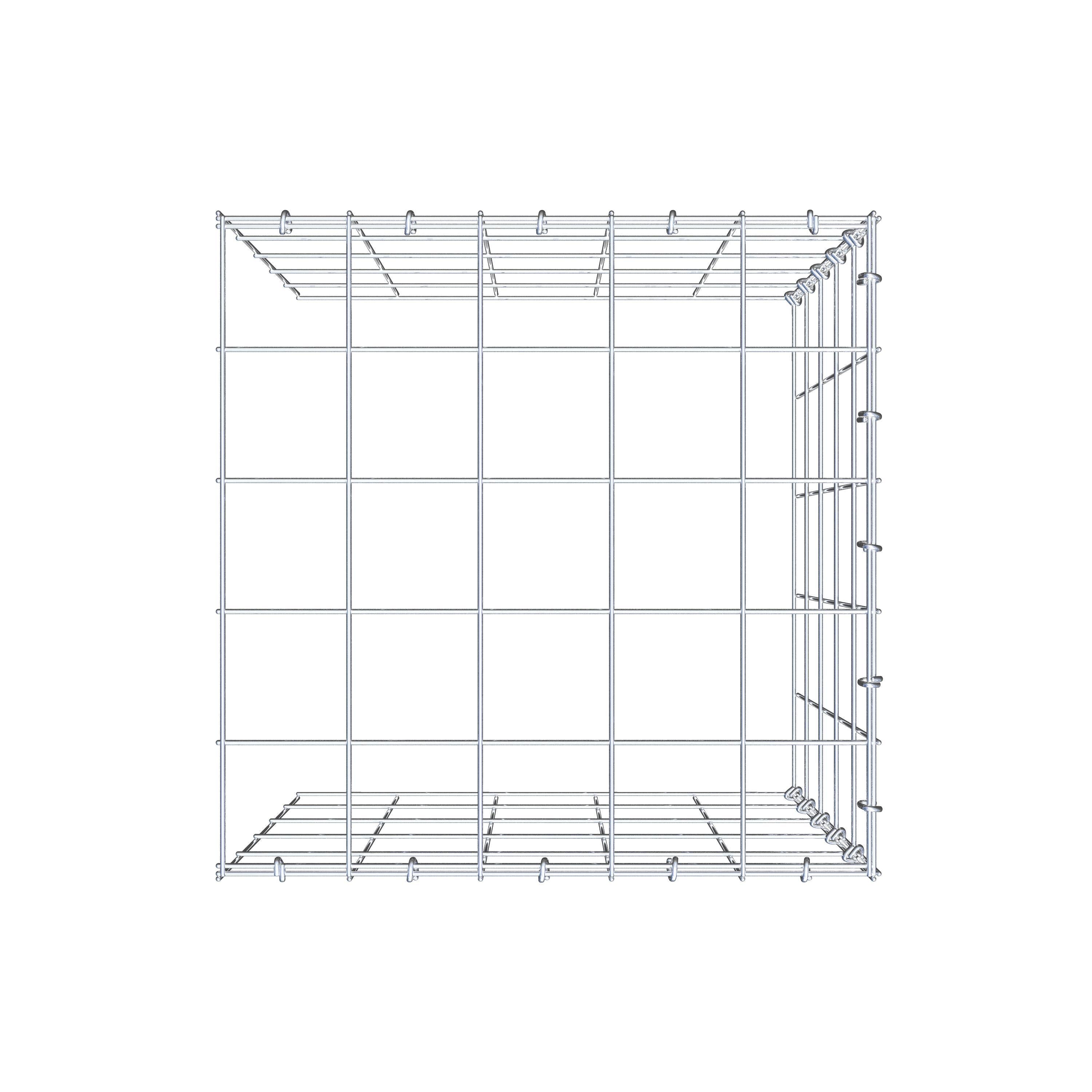 Opbouw schanskorf type 4 50 cm x 50 cm x 50 cm (L x H x D), maaswijdte 10 cm x 10 cm, C-ring