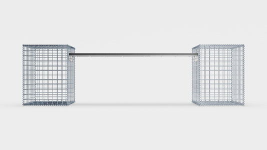 Banc en gabion avec 2 gabions en spirale, 205 cm de longueur x 60 cm de hauteur x 40 cm de profondeur, galvanisé, MW 5 x 5 cm, avec revêtement recyclé en anthracite