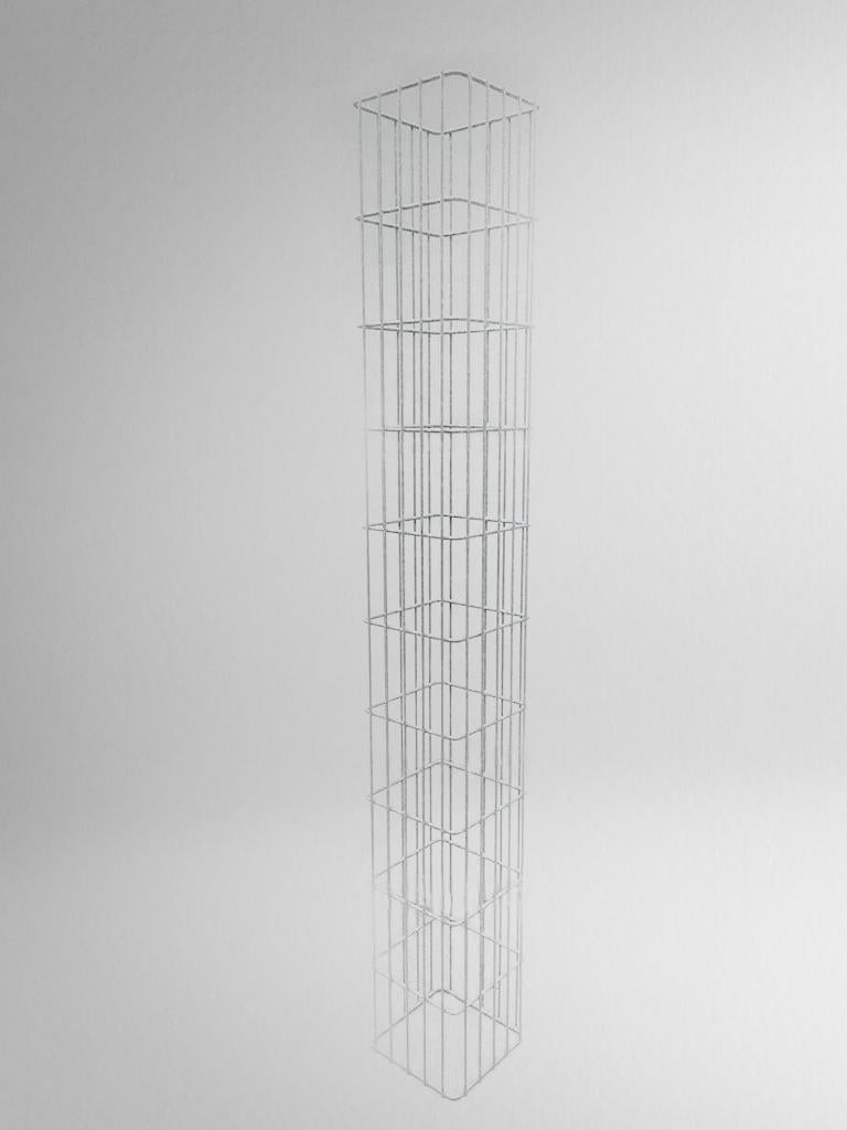 Coluna de gabião quadrada galvanizada a quente, 27 cm x 27 cm, 200 cm de altura, malha 5 cm x 20 cm