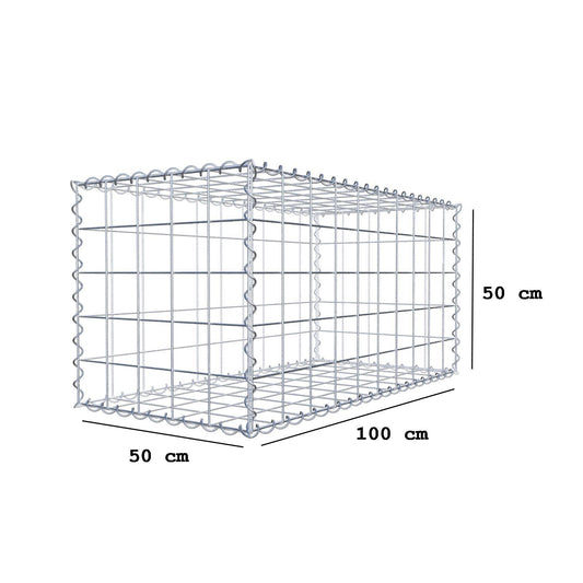 Lot de 2 gabions 100 cm x 50 cm x 50 cm (L x H x P), mailles 10 x 10 cm, spirale