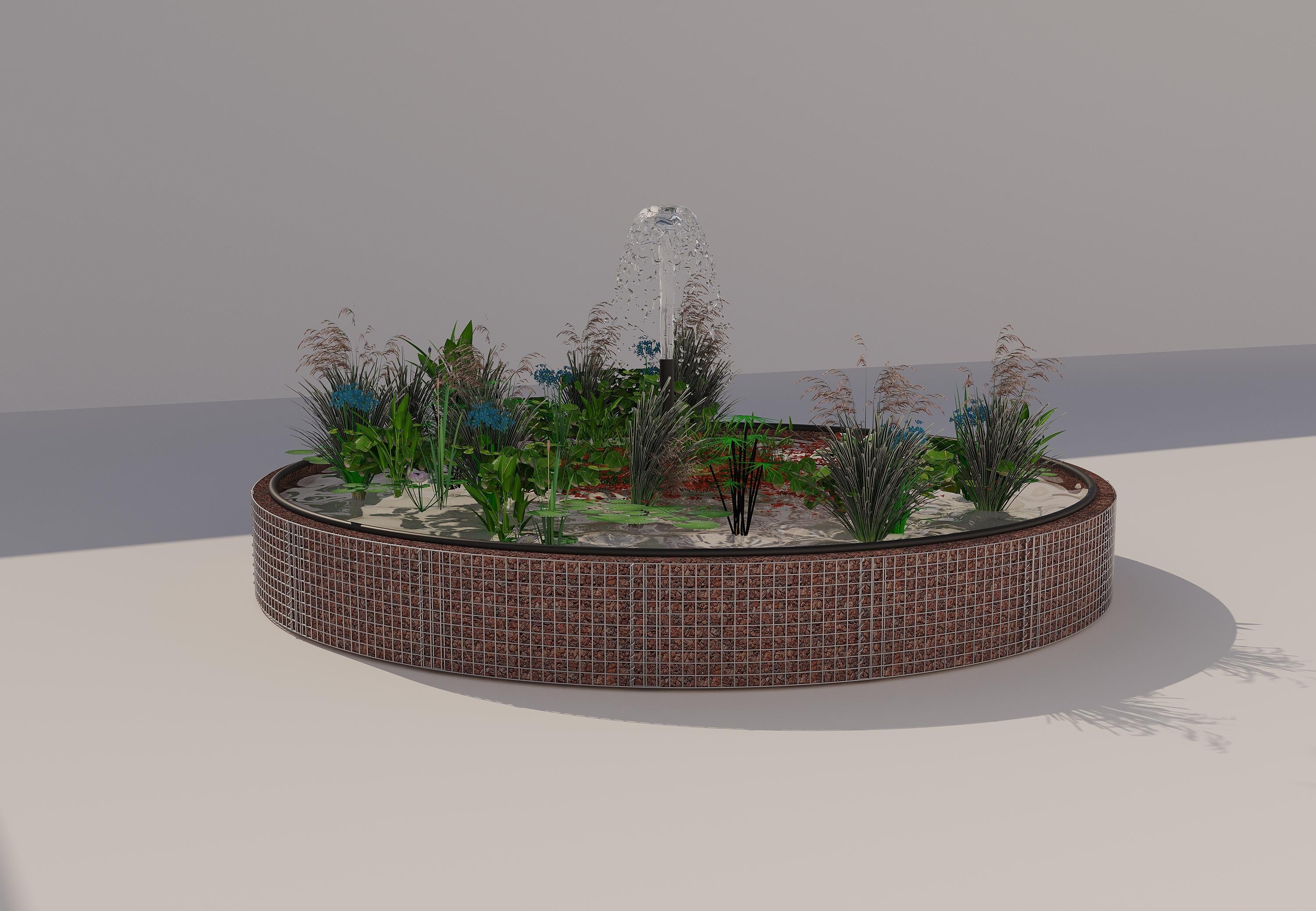 Gabion raised pond round, outer diameter 442 cm, height 50 cm, mesh size 5 x 5 cm, wall thickness 15 cm