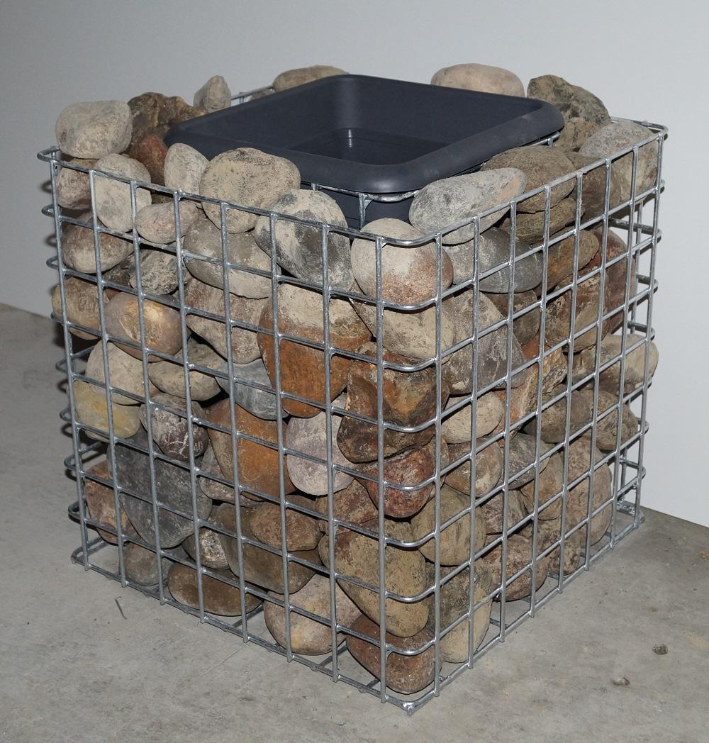 Colonne de fleurs hauteur 42 cm surface de base 42 x 42 cm MW 5 x 5 cm, galvanisé à chaud, pot inclus