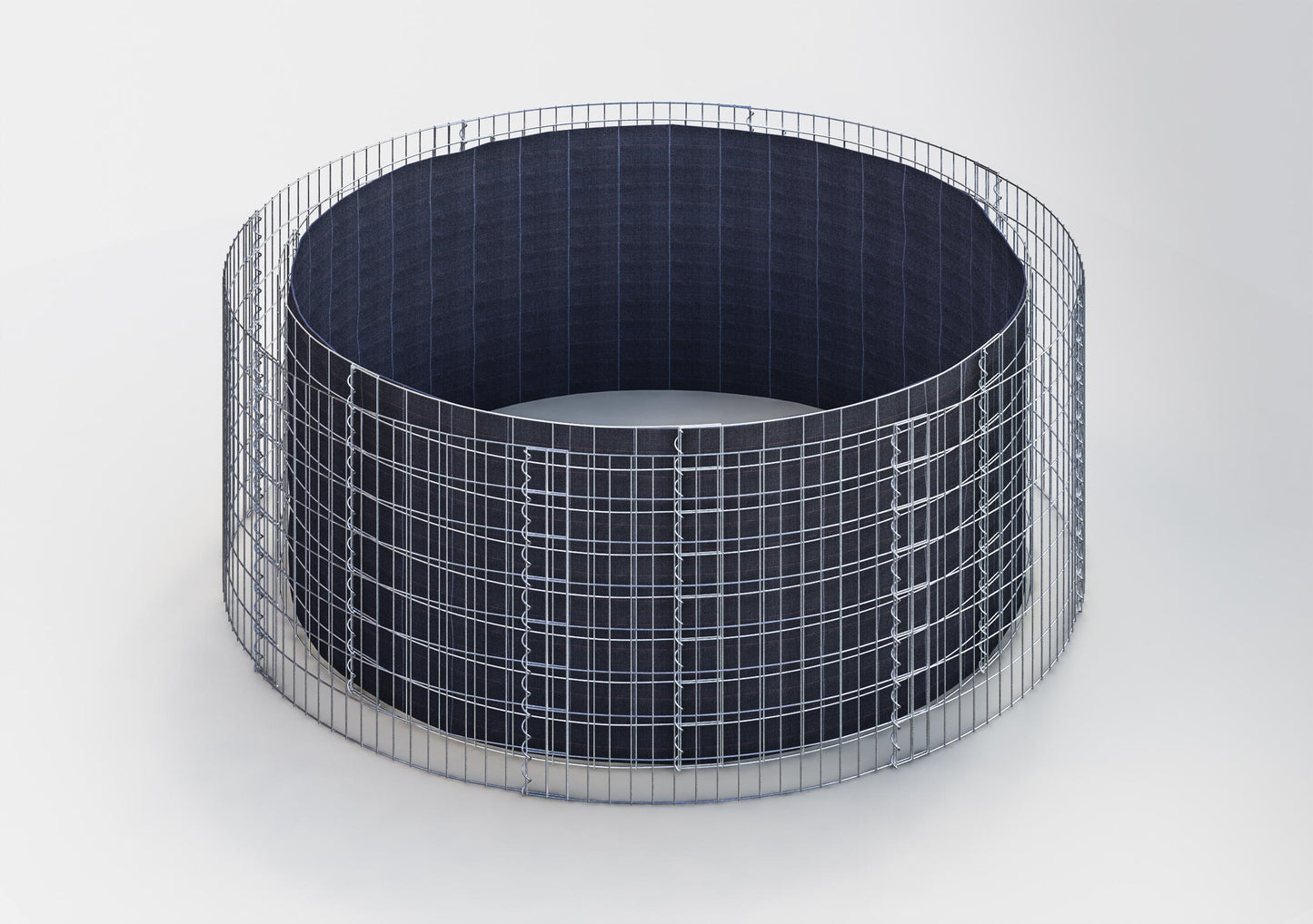 Rond verhoogd bed, buitendiameter 232 cm, hoogte 80 cm, maaswijdte 5 x 10 cm, wanddikte 15 cm