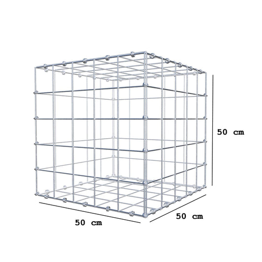 Gabion 50 cm x 50 cm x 50 cm (L x H x D), mesh size 10 x 10 cm, spiral ring
