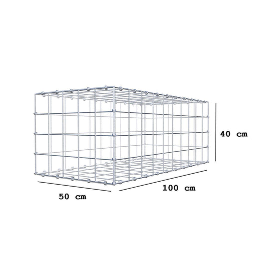 Gabion 100 cm x 40 cm x 50 cm (L x H x D), mesh size 10 x 10 cm, spiral ring