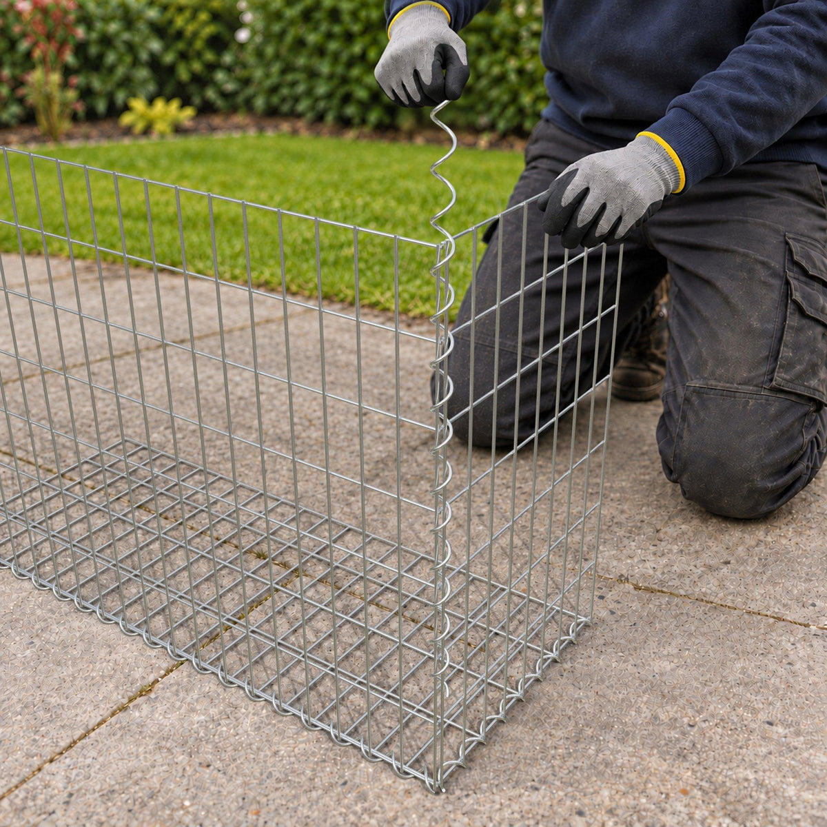 Gabion 100 cm x 70 cm x 40 cm (L x H x D), maskestørrelse 5 cm x 10 cm, spiral