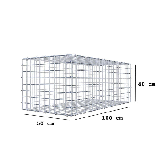 Gabion 100 cm x 40 cm x 50 cm (L x H x D), maskstorlek 5 x 5 cm, spiralring