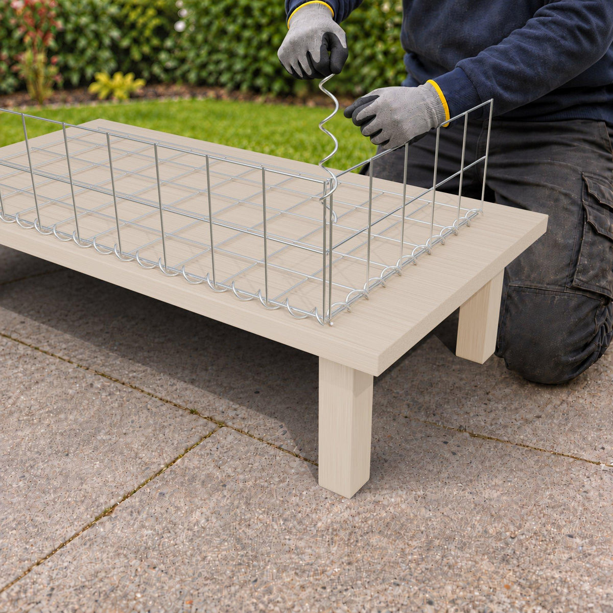 Gabion 100 cm x 20 cm x 50 cm (L x H x D), maskestørrelse 10 cm x 10 cm, spiral