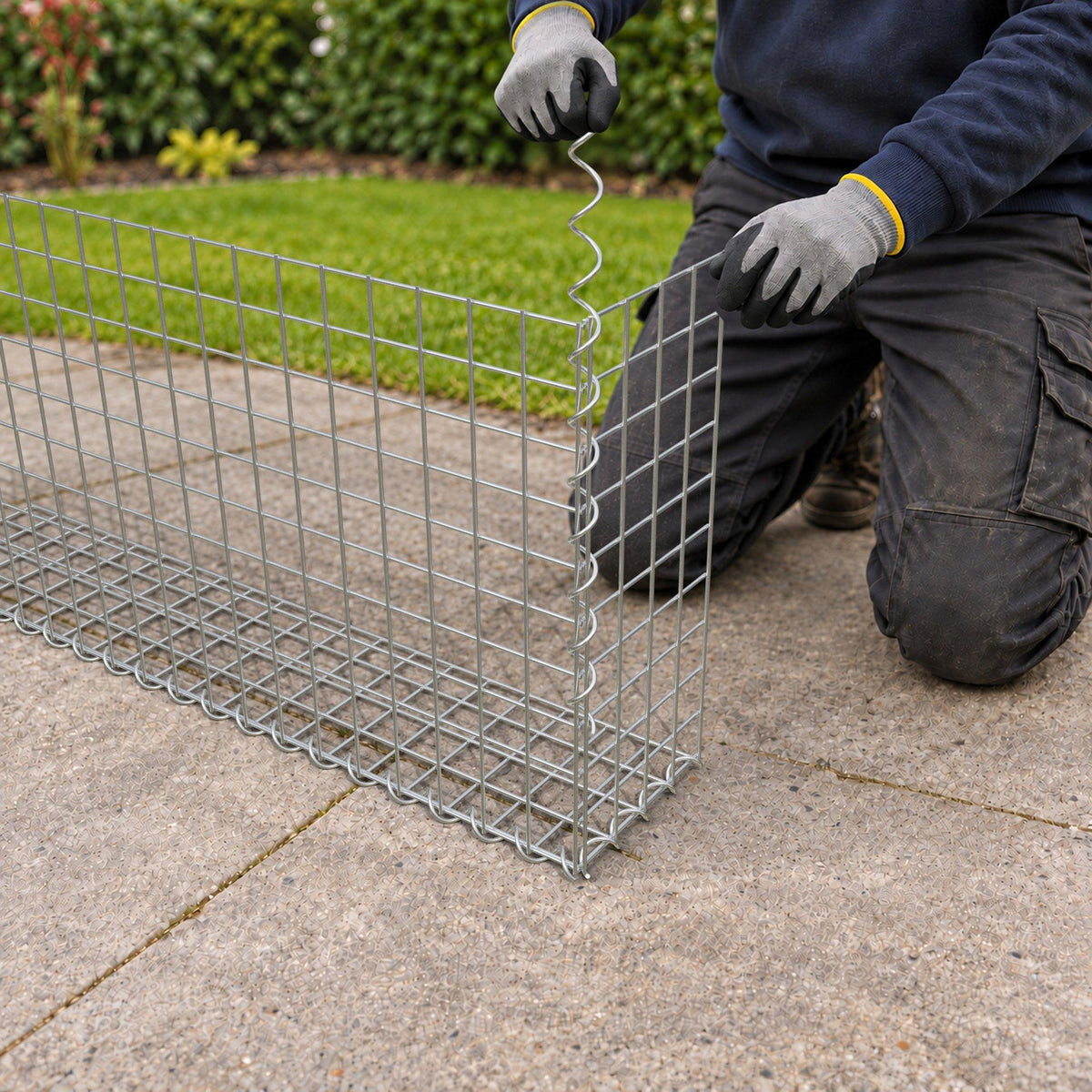 Gabion 100 cm x 50 cm x 20 cm (L x H x D), maskestørrelse 5 cm x 5 cm, spiral