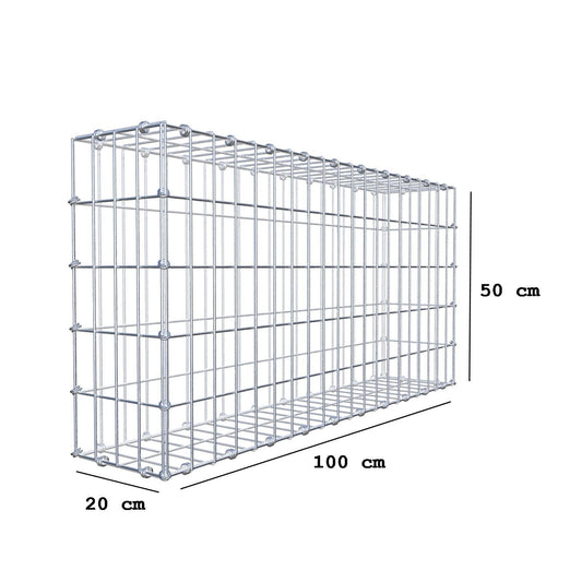 Gabion 100 cm x 50 cm x 20 cm (L x H x D), maskstorlek 5 x 10 cm, spiralring