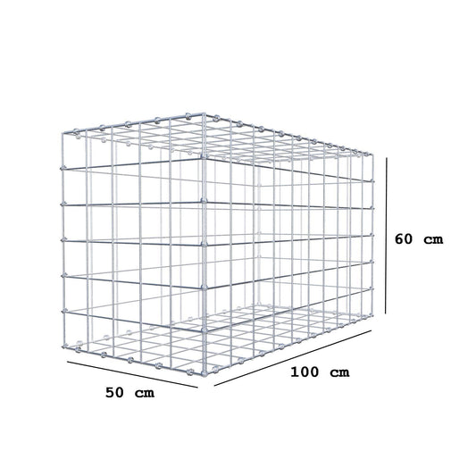 Gabione 100 cm x 60 cm x 50 cm (L x H x T), Maschenweite 10 x 10 cm, Spiralring
